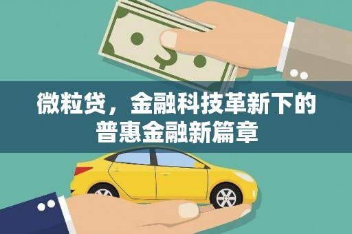 秀林微粒贷，金融科技革新下的普惠金融新篇章