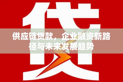 秀林供应链贷款，企业融资新路径与未来发展趋势