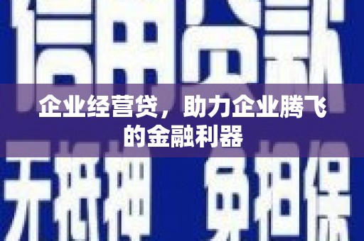 秀林企业经营贷，助力企业腾飞的金融利器