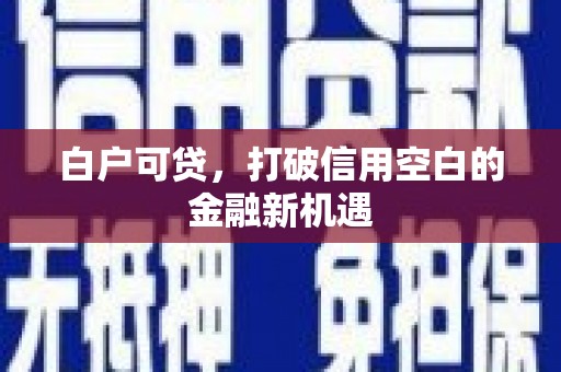 秀林白户可贷，打破信用空白的金融新机遇