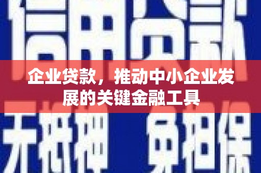 秀林企业贷款，推动中小企业发展的关键金融工具