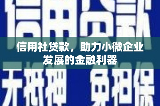 秀林信用社贷款，助力小微企业发展的金融利器