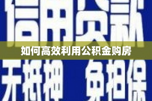 秀林如何高效利用公积金购房