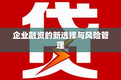 秀林企业融资的新选择与风险管理