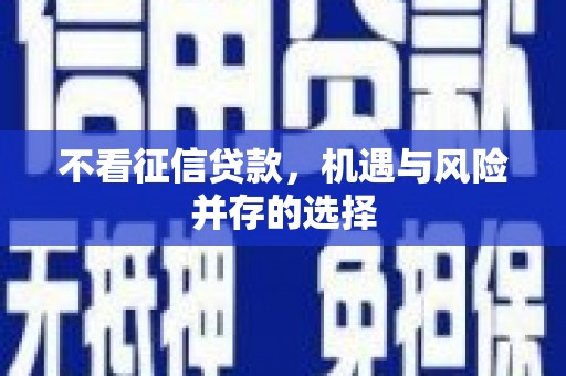 秀林不看征信贷款，机遇与风险并存的选择